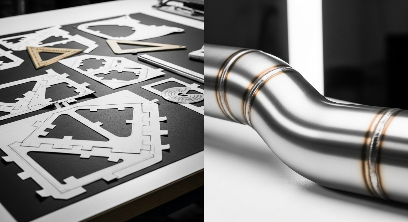 Pie cut template to exhaust bend