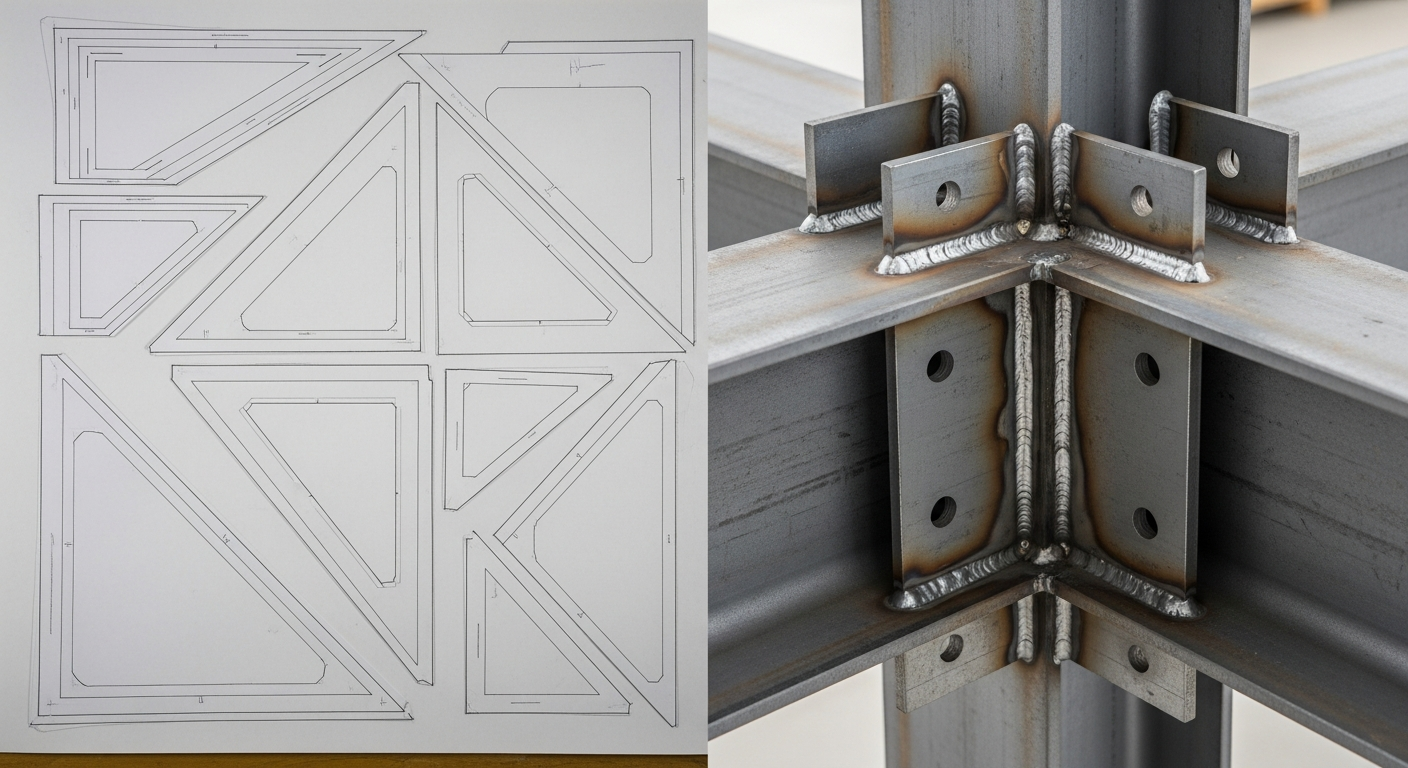 Gusset template to reinforced joint